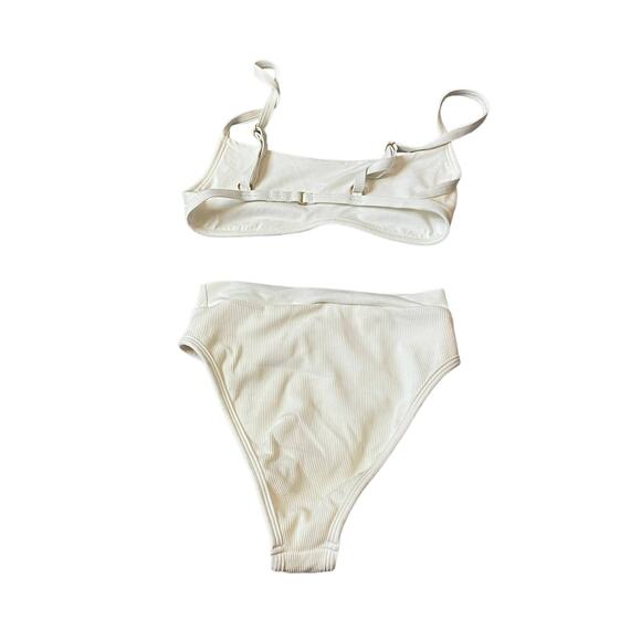 L Space Frenchi Bikini Bottom and Gemma Top White Ribbed Bikini XS - Picture 4 of 8